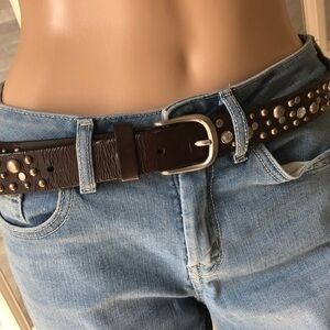 Brown vegan leather super bling western belt